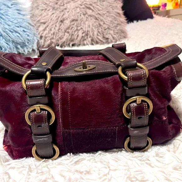 バッグ Coach Red Pony Hair Leather Shoulder Bag Coach | Bags | Coach Red Pony Hair Limited Edition Turnlock